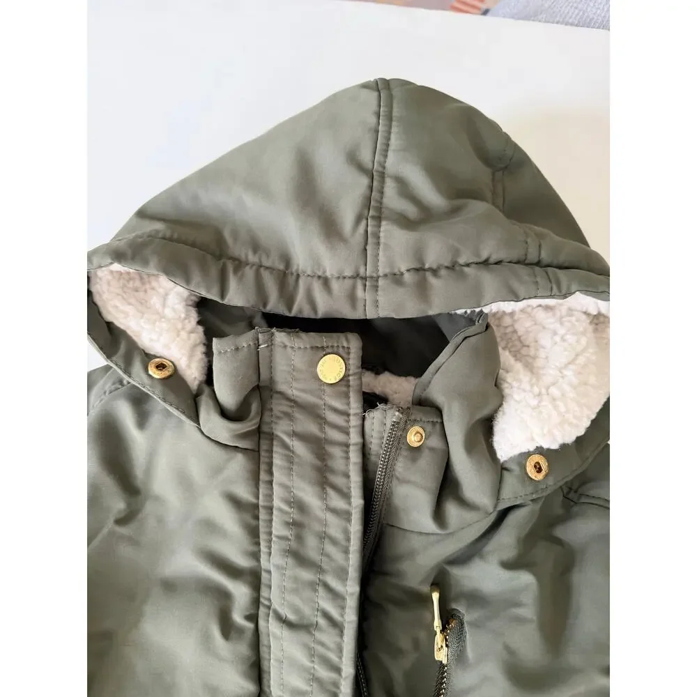 Justice Girls Olive Green Sherpa Lined Winter Parka